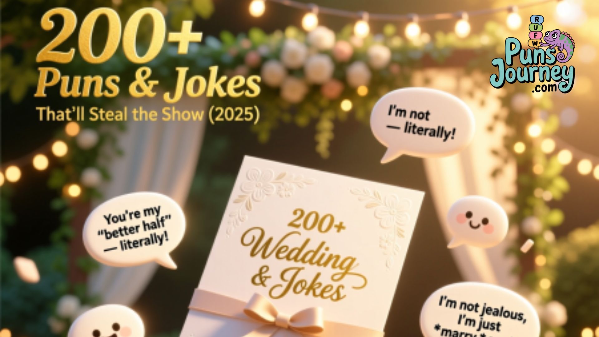 Wedding puns chalkboard sign with floral decorations at wedding receptionRetry