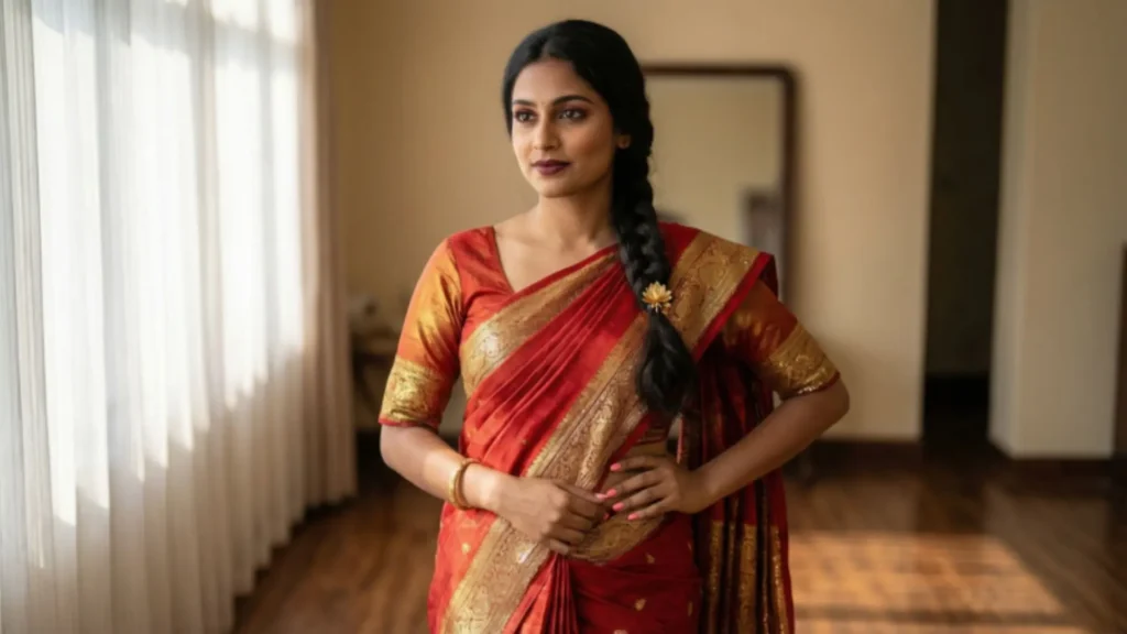 South Indian Saree Captions with Silk Elegance