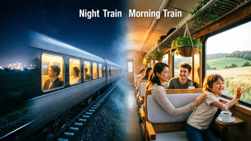 Night Train and Morning Train Ride Captions