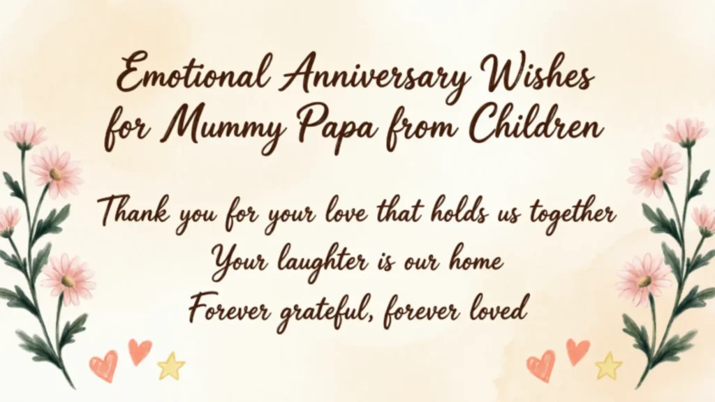 Emotional Anniversary Wishes for Mummy Papa from Children