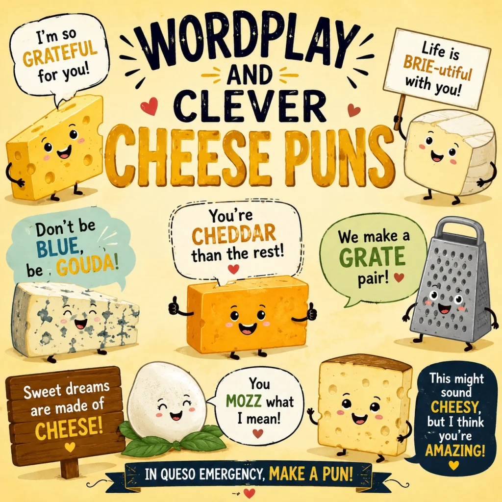 200+ Funny Cheese Puns: One-Liners for Captions, Cards, Texts, and More 